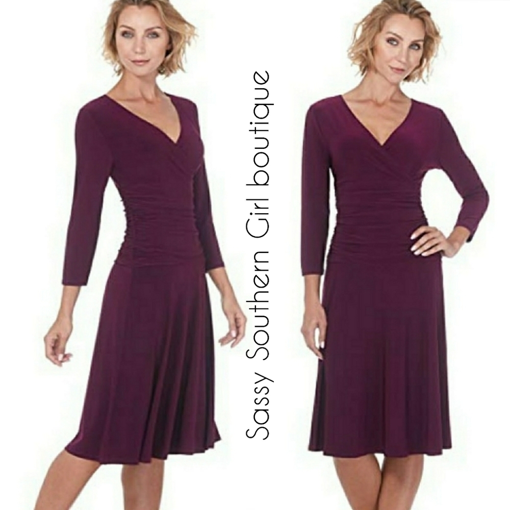 🆕⭐ Tummy control plum wine wrap dress⭐